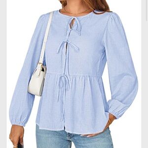 Elegant Blue Striped Blouse